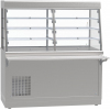 Прилавок-витрина холодильный напольный, L1.50м, +5/+15С, нерж.сталь, поверхность холодильная, шкаф холодильный, направляющие, фасад нерж. съем.