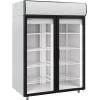 Шкаф холодильный, GN2/1, 1400л, 2 двери стекло, 8 полок, ножки, +1/+10С, дин.охл., белый, рамы дверей чёрные, канапе, R290