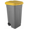 Контейнер для мусора 80л серый, жёлтая крышка (без педали), полипропилен
